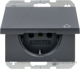 Розетка
K.1,  со шторками,  с крышкой,  с заземлением,  одинарная,  безвинтовые клеммы,   цвет - антрацит матовый,  пластмасса,  IP 44,  47517106,  4751 71 06,  Berker
 - PULSAL.RU