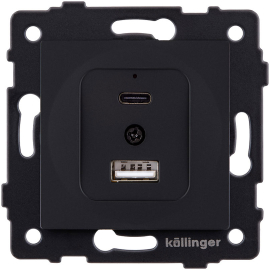 Розетка USB type-C + type-A, 3.0А
Aspekt,  Eleganz,  Reflex,  USB type-C 5V,  USB type-A 5V,  двойная,   цвет - черный матовый,  пластмасса,  REA-037BM,  Kollinger
 - PULSAL.RU