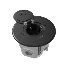 Лючок круглый в пол с установочным набором (без розеток)
Лючки DFB,  напольная,  1 пост,  2 модуля,   цвет - антрацит,  металл,  IP 44,  DFB2ZRAN,  Donel
 - PULSAL.RU