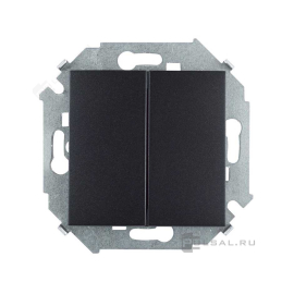 Выключатель
Simon 15,  двухклавишный,  без подсветки,   цвет - графит,  пластмасса,  1591398-038,  Simon
 - PULSAL.RU