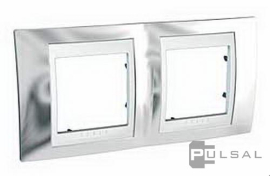 Рамка
Unica Хамелеон,  2 поста,   цвет - хром,  белый,  горизонтальная,  металл,  MGU66.004.810,  Schneider Electric
 - PULSAL.RU