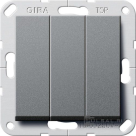 Выключатель
Studio,  E2,  E3,  Event,  Esprit,  ClassiX,  ClassiX Art,  трехклавишный,  без подсветки,   цвет - антрацит,  пластмасса,  283028,  2830 28,  Gira
 - PULSAL.RU