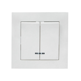 Выключатель
Валенсия,  двухклавишный,  с индикацией,   цвет - белый,  пластмасса,  EWV10-123-10,  EKF
 - PULSAL.RU