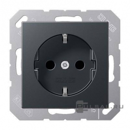 Розетка
ECO profi и ECO profi Standart,  ECO profi design (ECO Profi Deco),  без шторок,  с заземлением,  одинарная,  винтовые клеммы,   цвет - антрацит матовый,  пластмасса,  EP421AN,  EP 421 AN,  JUNG
 - PULSAL.RU