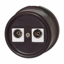 Розетка оконечная
Лизетта,  телевизионная (TV),  двойная,   цвет - коричневый,  фарфор / керамика,  B1-306-02,  Bironi
 - PULSAL.RU