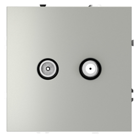 Розетка TV-SAT
S70,  телевизионная (TV),  спутниковая (SAT),  двойная,   цвет - сталь,  пластмасса,  VLS060405,  Voltum
 - PULSAL.RU