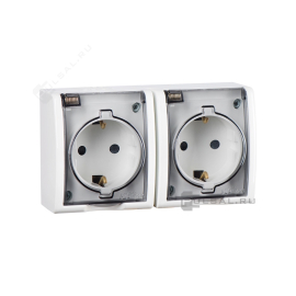 Розетка
Simon 15 Aqua,  без шторок,  с заземлением,  двойная,  винтовые клеммы,   цвет - белый глянец,  пластмасса,  IP 54,  1594433-030,  Simon
 - PULSAL.RU