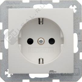 Розетка
S.1,  со шторками,  с заземлением,  одинарная,  безвинтовые клеммы,   цвет - белый глянцевый,  пластмасса,  47238989,  4723 89 89,  Berker
 - PULSAL.RU
