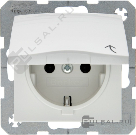 Розетка
S.1,  без шторок,  с крышкой,  с заземлением,  одинарная,  безвинтовые клеммы,   цвет - белый глянцевый,  пластмасса,  47518989,  4751 89 89,  Berker
 - PULSAL.RU