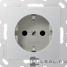 Розетка
A VIVA,  A creation,  A 550,  A flow,  со шторками,  с заземлением,  одинарная,  безвинтовые клеммы,   цвет - алюминий,  пластмасса,  A1520KIAL,  A 1520 KI AL,  JUNG
 - PULSAL.RU
