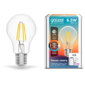 Лампа Gauss Smart Home Filament А60 6,5W 806lm 2000-6500К E27 изм.цвет.темп.+дим. LED 1/10/40
филаментная
Smart Light,   цоколь - E27,   мощность - 6.5Вт,   световой поток - 806Лм,   цветовая температура - 2000Кцветовая температура - 2000+2700+3000+4000+5500+6500Кцветовая температура - 2700Кцветовая температура - 3000+4000+6500Кцветовая температура - 4000Кцветовая температура - 6500К,  диммируется,  1220112,  Gauss - PULSAL.RU