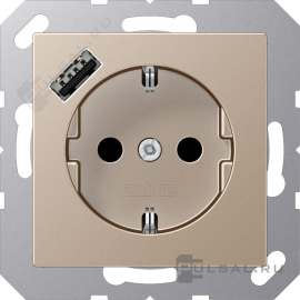 Розетка USB A с электрической розеткой
A VIVA,  A creation,  A 550,  A flow,  ECO profi и ECO profi Standart,  ECO profi design (ECO Profi Deco),  USB type-A 5V,  Электр. с USB,  одинарная,   цвет - шампань,  пластмасса,  A1520-18ACH,  A 1520-18 A CH,  JUNG
 - PULSAL.RU