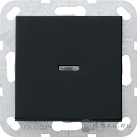 Выключатель двухполюсный с самовозвратом
Studio,  E2,  Esprit,  ClassiX,  ClassiX Art,  одноклавишный,  с индикацией,   цвет - черный матовый,  пластмасса,  0122005,  0122 005,  Gira
 - PULSAL.RU