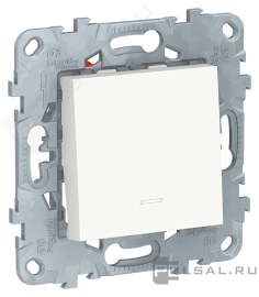 Переключатель перекрестный
Unica New Pure,  Unica New Studio,  одноклавишный,  с подсветкой,   цвет - белый,  пластмасса,  NU520518N,  Schneider Electric
 - PULSAL.RU