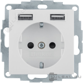 Розетка USB A+A, 2.4А с электрической розеткой
S.1,  USB type-A 5V,  Электр. с USB,  двойная,   цвет - бежевый глянцевый,  пластмасса,  48038982,  4803 89 82,  Berker
 - PULSAL.RU