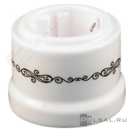 Розетка
Лизетта Декор,  без шторок,  с заземлением,  одинарная,  винтовые клеммы,   цвет - белый - декор d4/1,  фарфор / керамика,  B1-101-01-D4/1,  B1-101-01 D4/1,  Bironi
 - PULSAL.RU