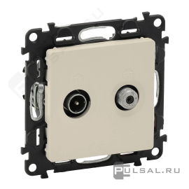 Розетка одиночная двухкабельная
Valena Life,  телевизионная (TV),  спутниковая (SAT),  двойная,   цвет - слоновая кость,  пластмасса,  753558,  7 535 58,  Legrand
 - PULSAL.RU